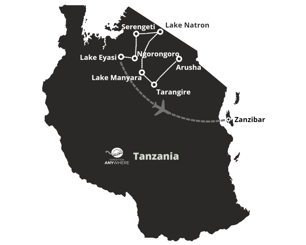 Reisroute rondreis Tanzania en Zanzibar twee weken