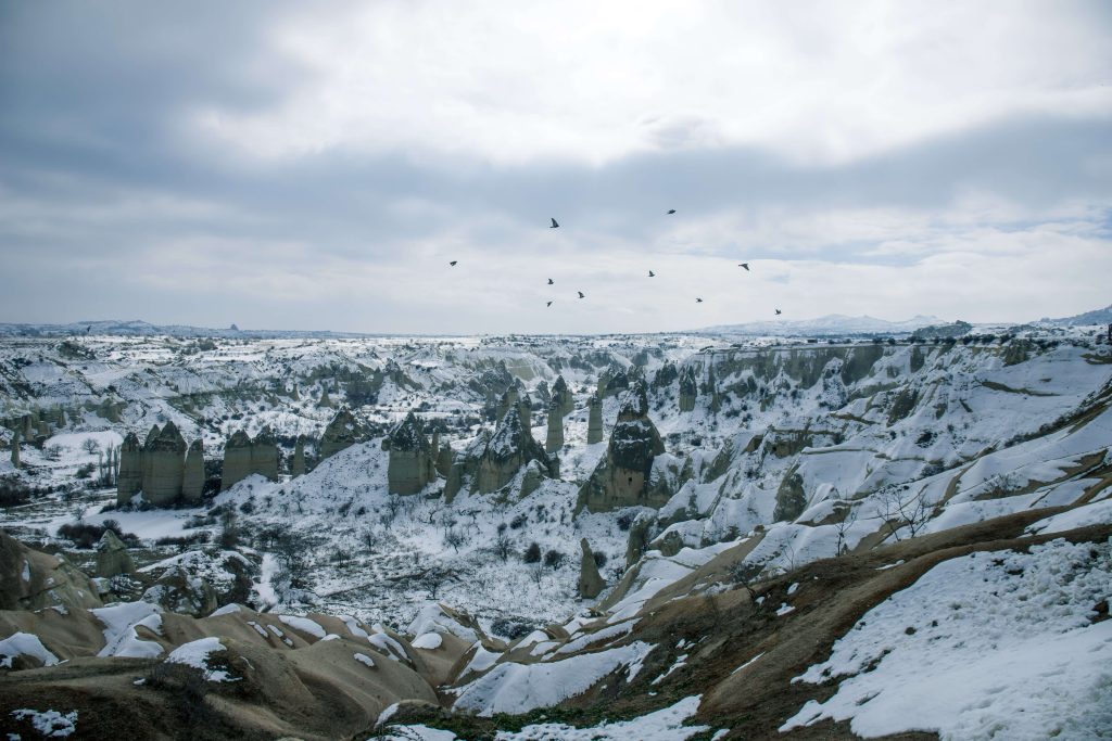 Het uitzicht over Love Valley in Cappadocië is schitterend