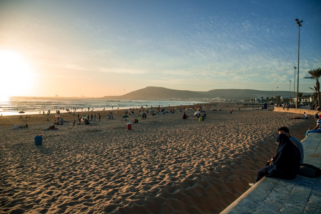 Het strand van Agadir is erg populair