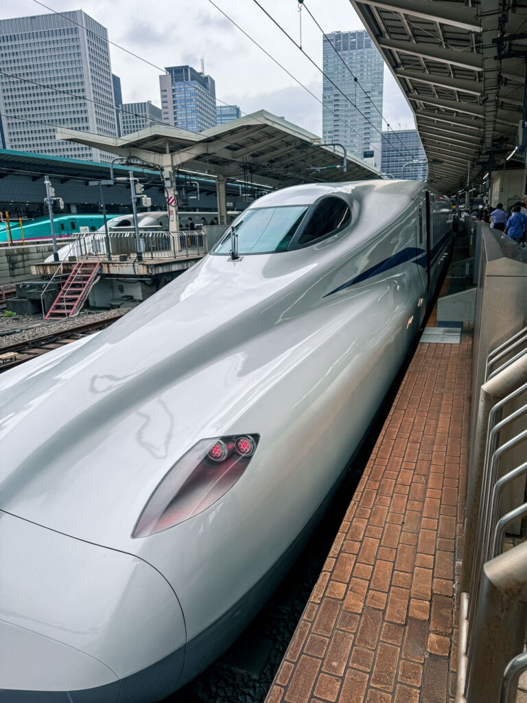 Shinkansen op het station