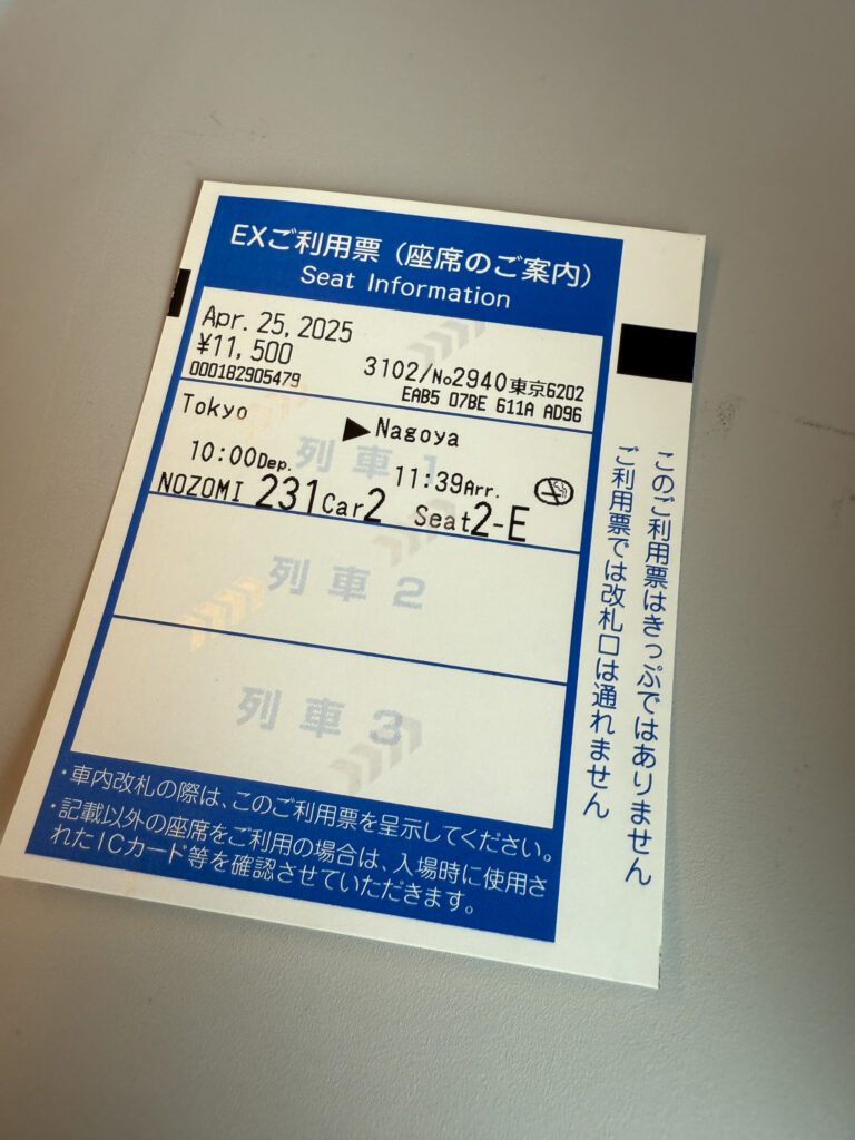 Ticket voor de Shinkansen