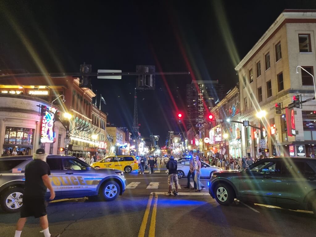 Broadway by night in Nashville