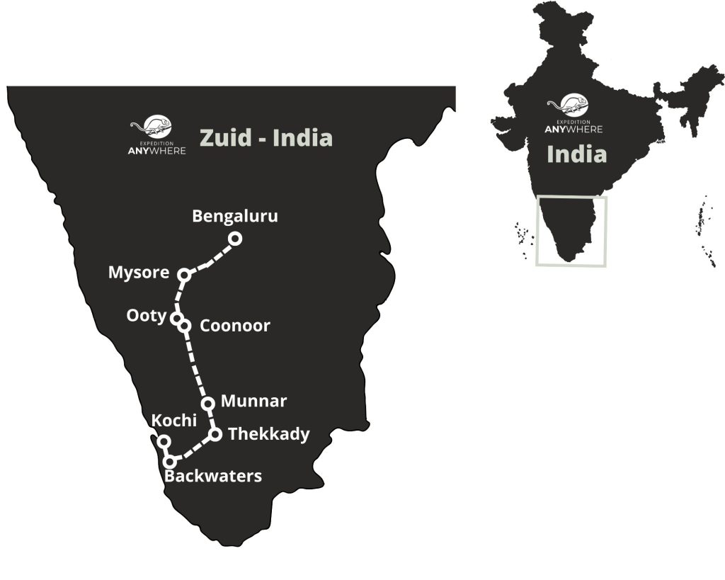 Reisroute voor een rondreis door zuid India in drie weken