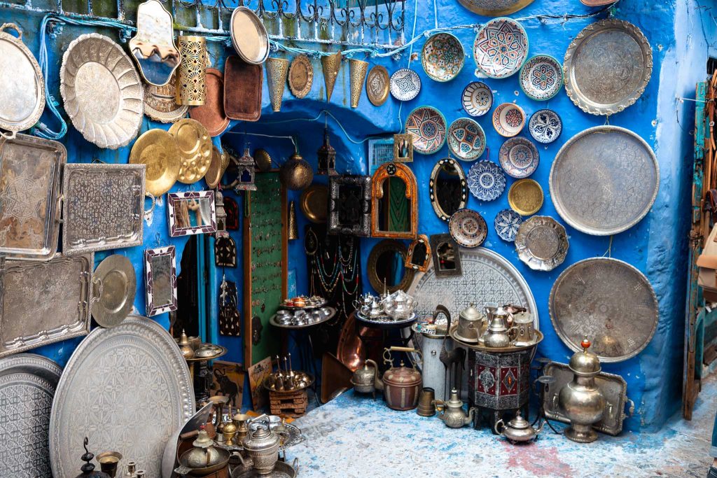 Decoratie aan de muur in Chefchaouen