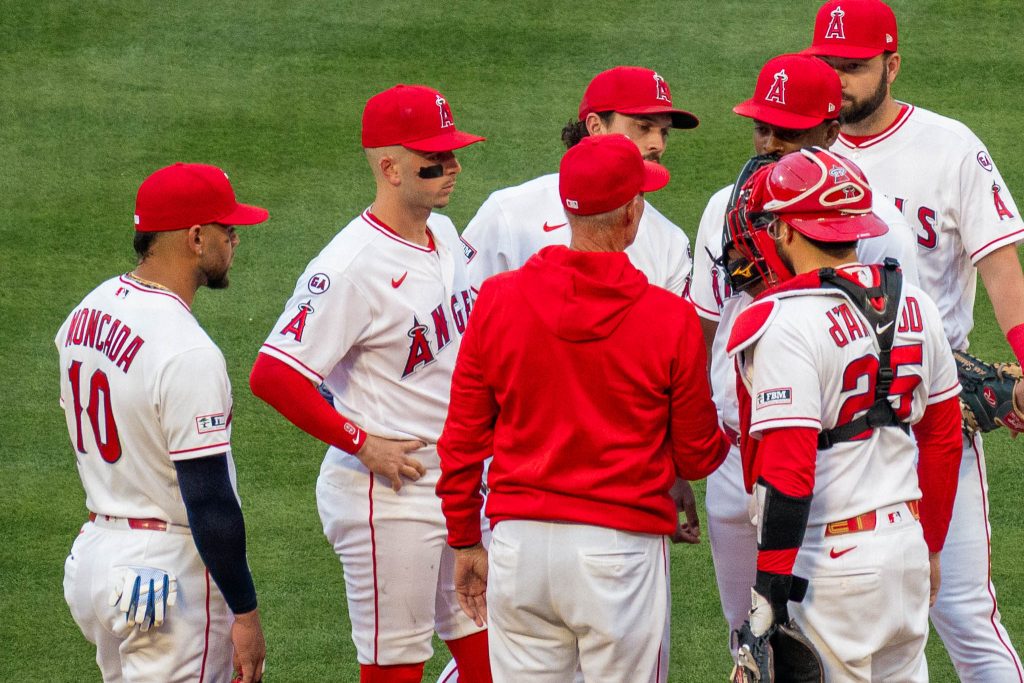 Overleg bij de Los Angeles Angels
